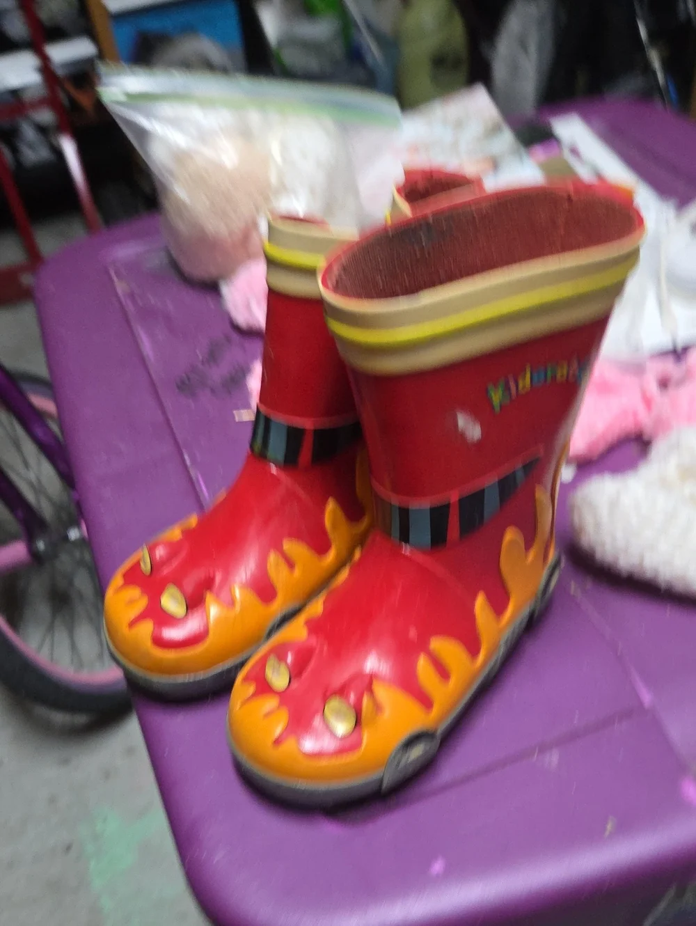 Kids Red & Yellow Flame Rain Boots